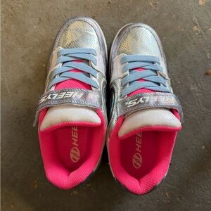 Heelys Kids Silver Sneakers with Bright Pink Lining